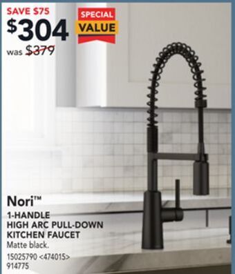 RONA Moen nori 1-handle high arc pull-down kitchen faucet offer