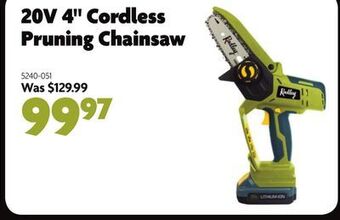 Home Hardware 20v 4" cordless pruning chainsaw offer