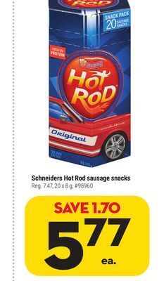 Giant Tiger Schneiders hot rod sausage snacks offer