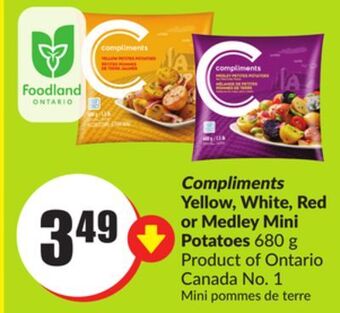 Chalo FreshCo Compliments yellow, white, red or medley mini potatoes 680 g product of ontario canada no. 1 offer