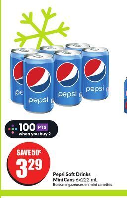 Chalo FreshCo Pepsi soft drinks mini cans 6x222 ml offer