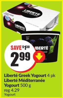 Chalo FreshCo Liberté greek yogourt 4 pk liberté méditerranée yogourt 500 g offer