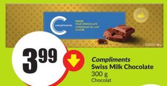 Chalo FreshCo Compliments swiss milk chocolate 300 g offer