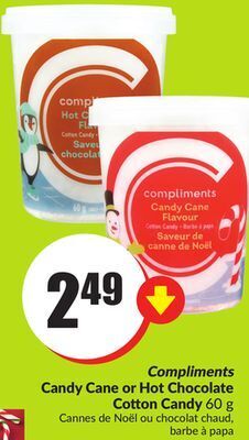 Chalo FreshCo Compliments candy cane or hot chocolate cotton candy 60 g offer