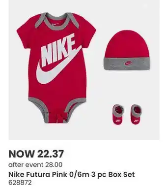 Babies 'R' Us Nike futura pink 0/6m 3 pc box set offer