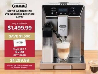 Linen Chest Eletta cappuccino evo espresso machine silver offer