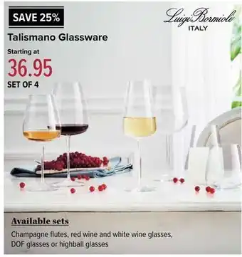 Linen Chest Talismano glassware offer