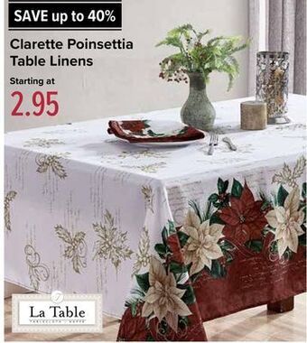 Linen Chest Clarette poinsettia table linens offer