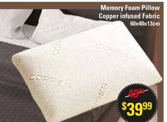 Oxford Mills Memory foam pillow copper infused fabric offer