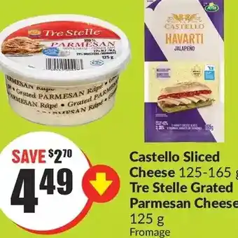 FreshCo Castello sliced cheese | tre stelle grated parmesan cheese offer