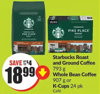 FreshCo Starbucks roast and ground coffee | whole bean coffee or k-cups offer