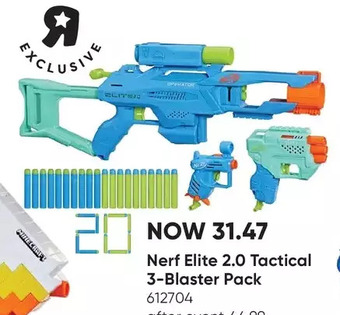 Toys R us Nerf elite 2.0 tactical 3-blaster pack includes operator db-2 blaster, trio td-3 blaster, ace sd-1 blaster - r exclusive offer