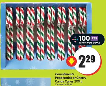 FreshCo Compliments peppermint or cherry candy canes offer