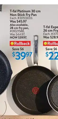 Walmart T-fal platinum 30 cm non-stick fry pan | 28 cm fry pan offer