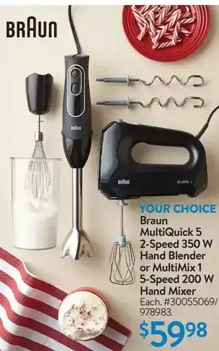 Walmart Braun multiquick 5 2-speed 350 w hand blender or multimix 1 5-speed 200 w hand mixer offer