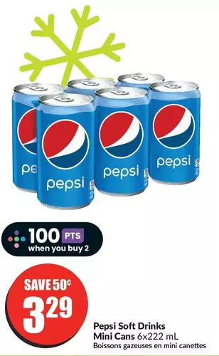 FreshCo Pepsi soft drinks mini cans offer