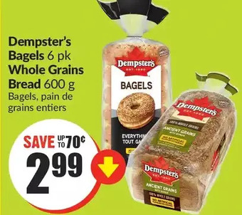 FreshCo Dempster's bagels | whole grains bread offer