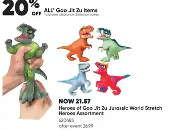 Toys R us Heroes of goo jit zu jurassic world stretch heroes - t-rex offer