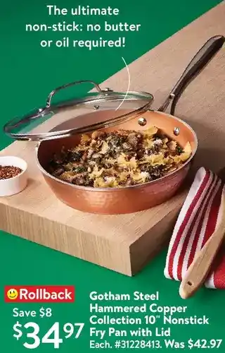 Walmart Gotham steel hammered copper collection 10" nonstick fry pan with lid offer