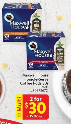 Walmart Maxwell house single-serve coffee pods offer