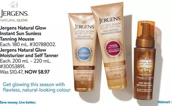 Walmart Jergens natural glow instant sun sunless tanning mousse | jergens natural glow moisturizer and self tanner offer