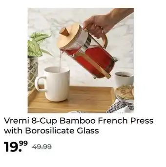 Linen Chest Vremi 8-cup bamboo french press with borosilicate glass offer