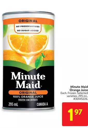 Walmart Minute maid orange juice offer