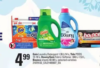Zehrs Markets Gain laundry detergent, tide pods, downy/gain fabric softener, bounce sheets offer