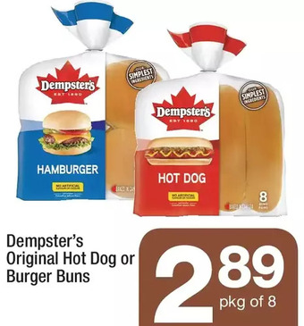 Highland Farms Dempster's original hot dog or burger buns offer