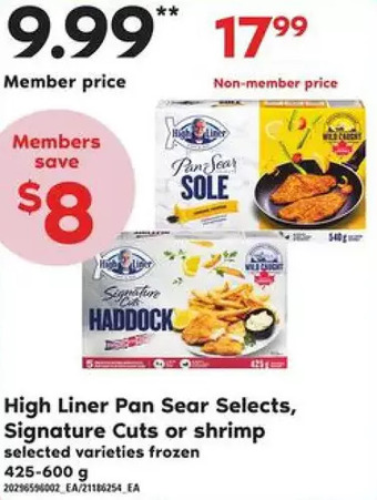 Loblaws High liner pan sear selects, signature cuts or shrimp offer