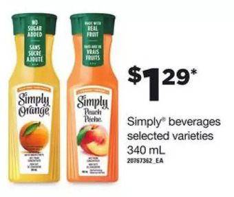 Loblaws Simply beverages offer