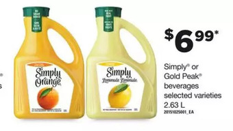 Loblaws Simply or gold peak beverages offer
