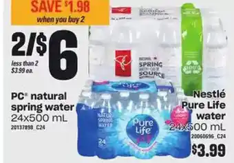 Loblaws Pc natural spring water | nestlé pure life water offer