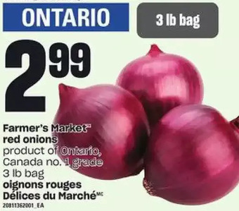 Independent Grocer Farmer's market red onions offer