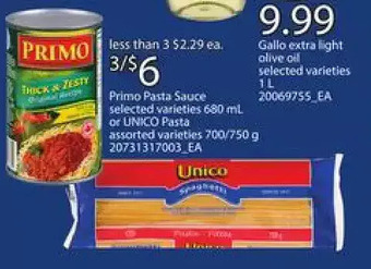 Independent Grocer Primo pasta sauce or unico pasta offer