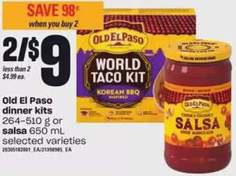 Loblaws Old el paso dinner kits or salsa offer