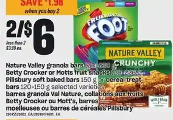 Independent Grocer Nature valley granola bars, betty crocker or motts fruit snacks, pillsbury soft baked bars or ceral treat offer