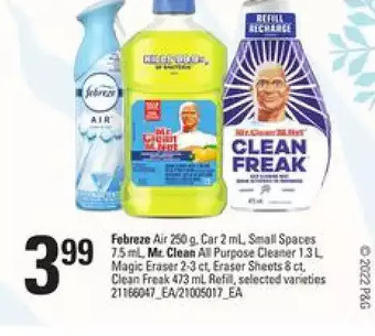 Independent Grocer Febreze air, car, small spaces, mr. clean all purpose cleaner, magic eraser, eraser sheets, clean freak, refill offer