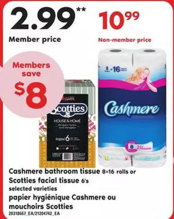 Independent Grocer Cashmere bathroom tissue or scotties facial tissue offer