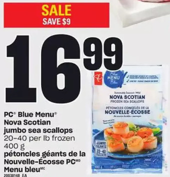 Independent Grocer Pc blue menu nova scotian jumbo sea scallops offer