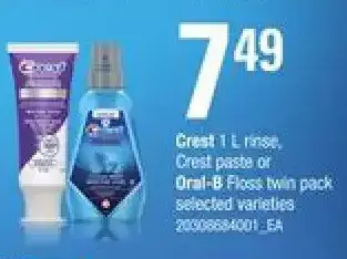 Independent Grocer Crest rinse, crest paste or oral-b floss twin pack offer
