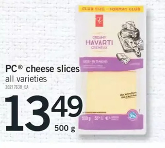 Fortinos Pc cheese slices offer