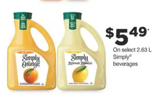 Fortinos Simply beverages offer