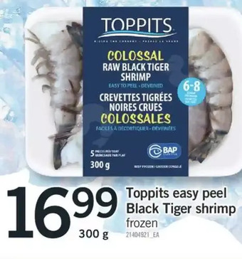 Fortinos Toppits easy peel black tiger shrimp offer