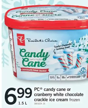 Fortinos Pc candy cane or cranberry white chocolate crackle ice cream offer