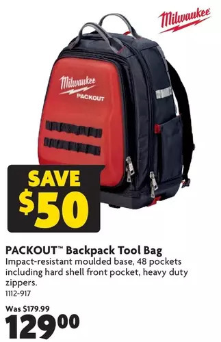 Home Hardware Packout backpack tool bag offer