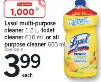 Fortinos Lysol multi-purpose cleaner, toilet cleaner or all purpose cleaner offer
