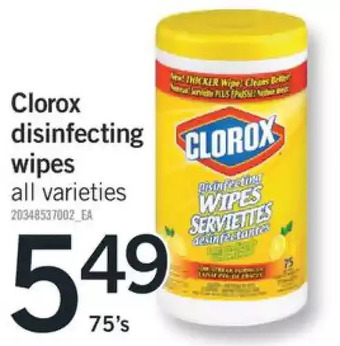 Fortinos Clorox disinfecting wipes offer