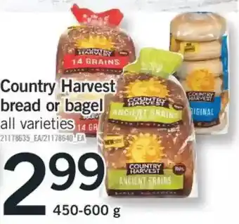 Fortinos Country harvest bread or bagel offer
