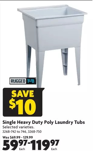 Home Hardware Single heavy duty poly laundry tub offer